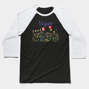 Wildflower Vegan Tee Shirt - Colorful Baseball T-Shirt